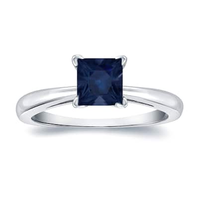 Auriya 14k Gold Princess-cut Sapphire Solitaire Engagement Ring 1/2ct TGW