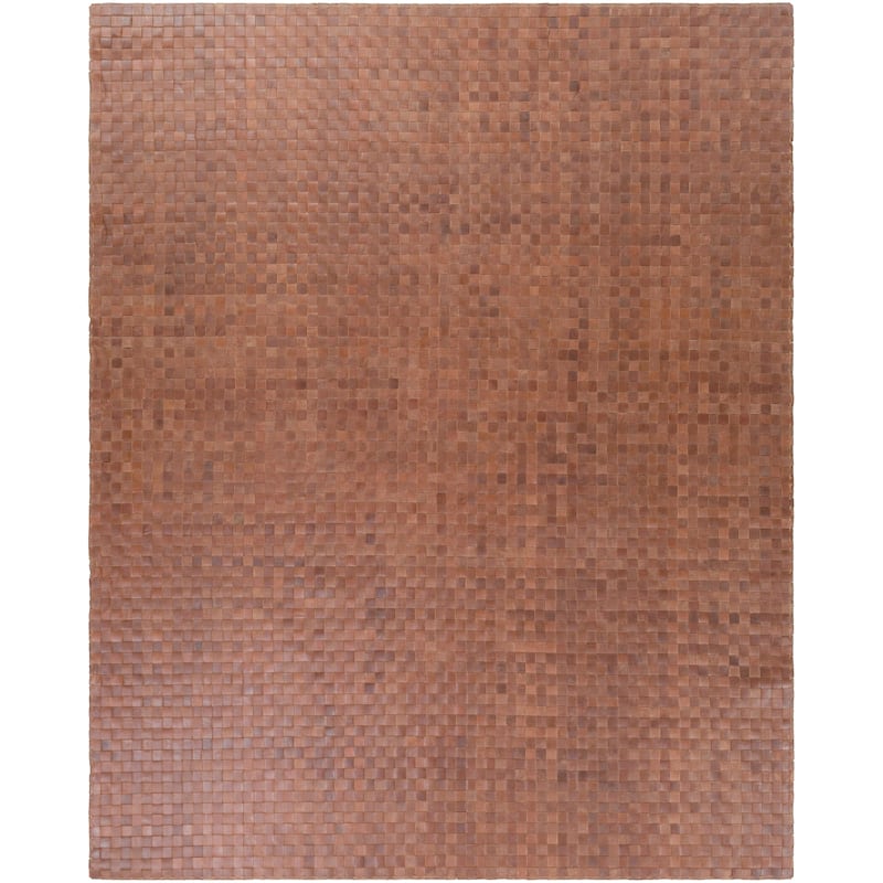 Hand-Woven Burslem Crosshatched Leather Area Rug - 8' x 10' - Brown