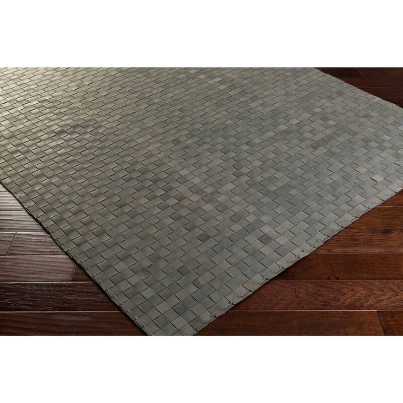 Hand-Woven Burslem Crosshatched Leather Area Rug