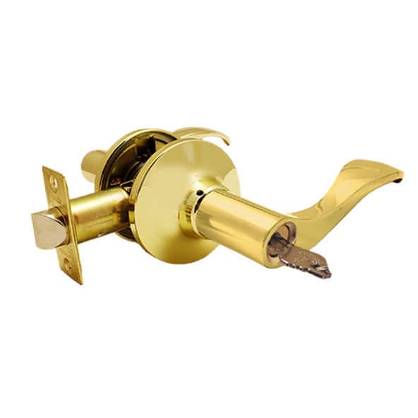 Prelude Polished Brass Finish Entry Lever Door Lock with Knob Handle Lockset