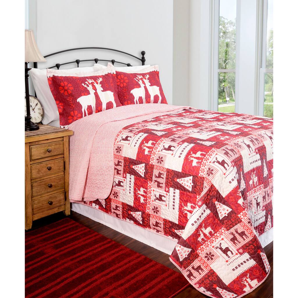 Slumber Shop Christmas Lodge Reversible 3-piece Quilt Set