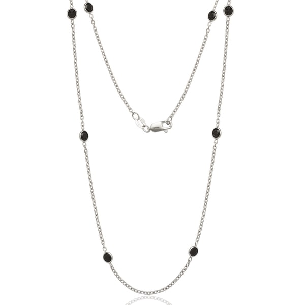 Sterling Silver Black Cubic Zirconia by the Yard Necklace - White. Opens flyout.
