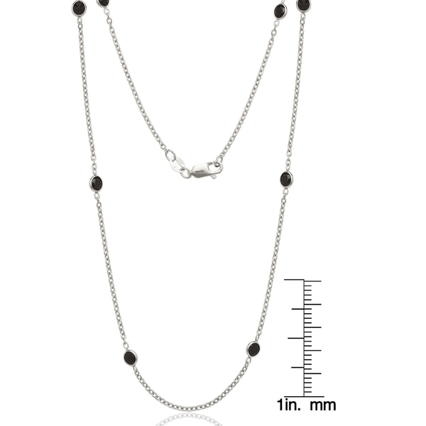 Sterling Silver Black Cubic Zirconia by the Yard Necklace - White