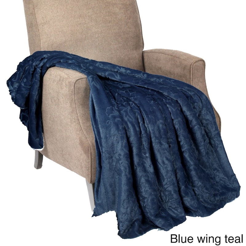 Embroidery Batik FauxFur Sherpa Throw Blanket