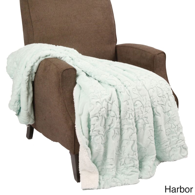 Embroidery Batik FauxFur Sherpa Throw Blanket
