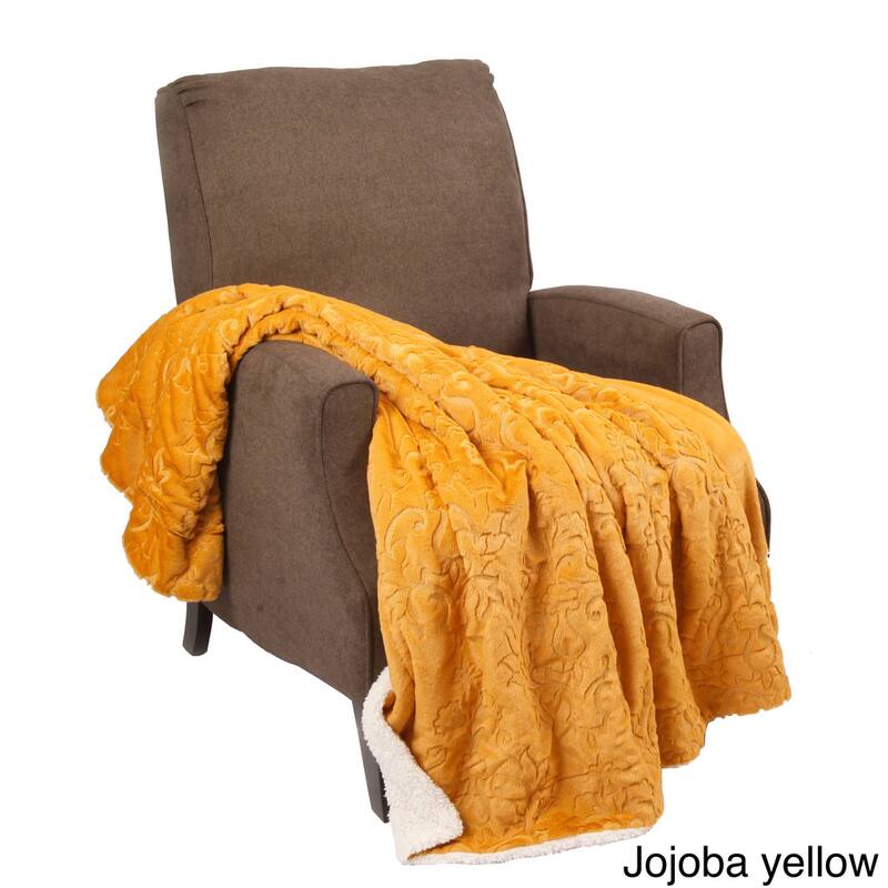 Embroidery Batik FauxFur Sherpa Throw Blanket