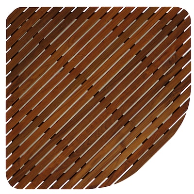 Bare Decor Erika Corner Shower Spa Mat in Solid Teak Wood and Oiled Finish, X-Large, 30x 30