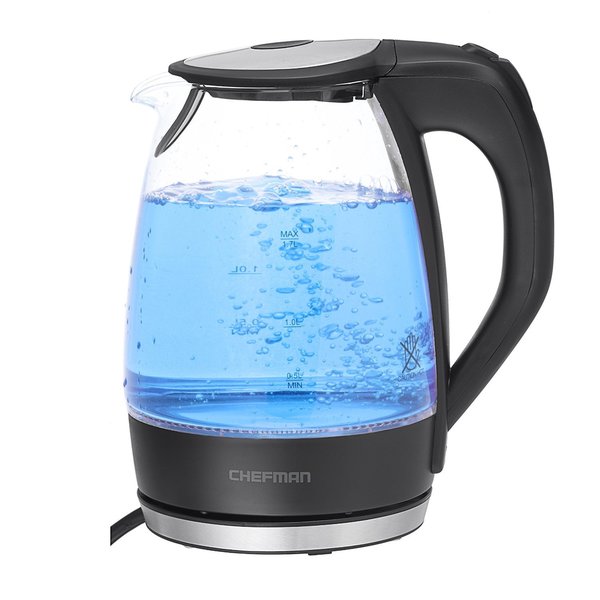 Shop Chefman RJ11-17-G-B Black Cordless Glass Electric Kettle - Free ...