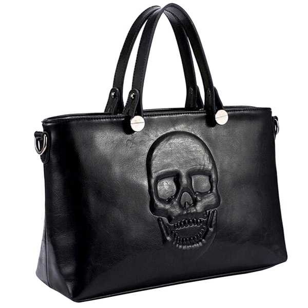 Shop Mechaly Women's Skully Black Vegan Leather Skull Handbag - Free ...