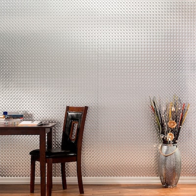 FASÄDE Diamond Plate 4-foot x 8-foot PVC Wall Panel in Brushed Aluminum