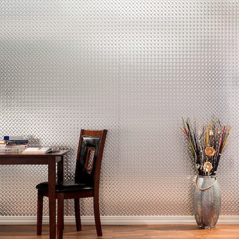 Fasade Diamond Plate Brushed Aluminum 4-foot x 8-foot Wall Panel