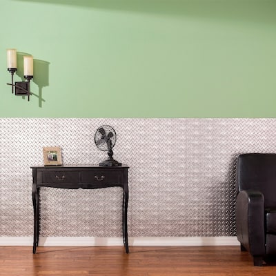 FASÄDE Diamond Plate 4-foot x 8-foot PVC Wall Panel in Crosshatch Silver