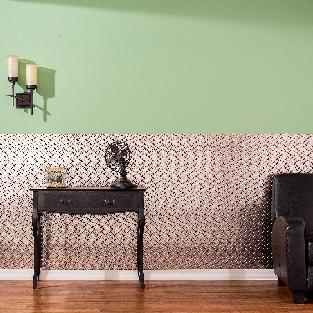 FASÄDE Diamond Plate 4-foot x 8-foot PVC Wall Panel in Brushed Nickel