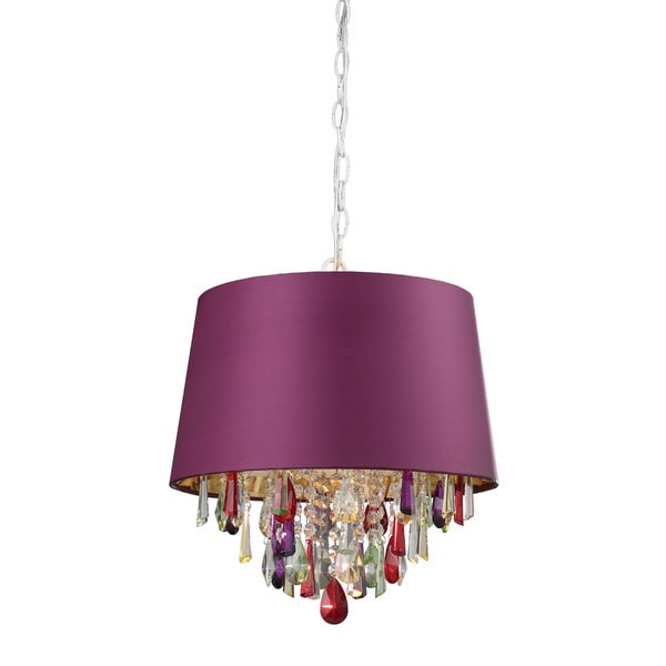 Shop Sterling Purple Drum Pendant Light With Crystal Drops Ships