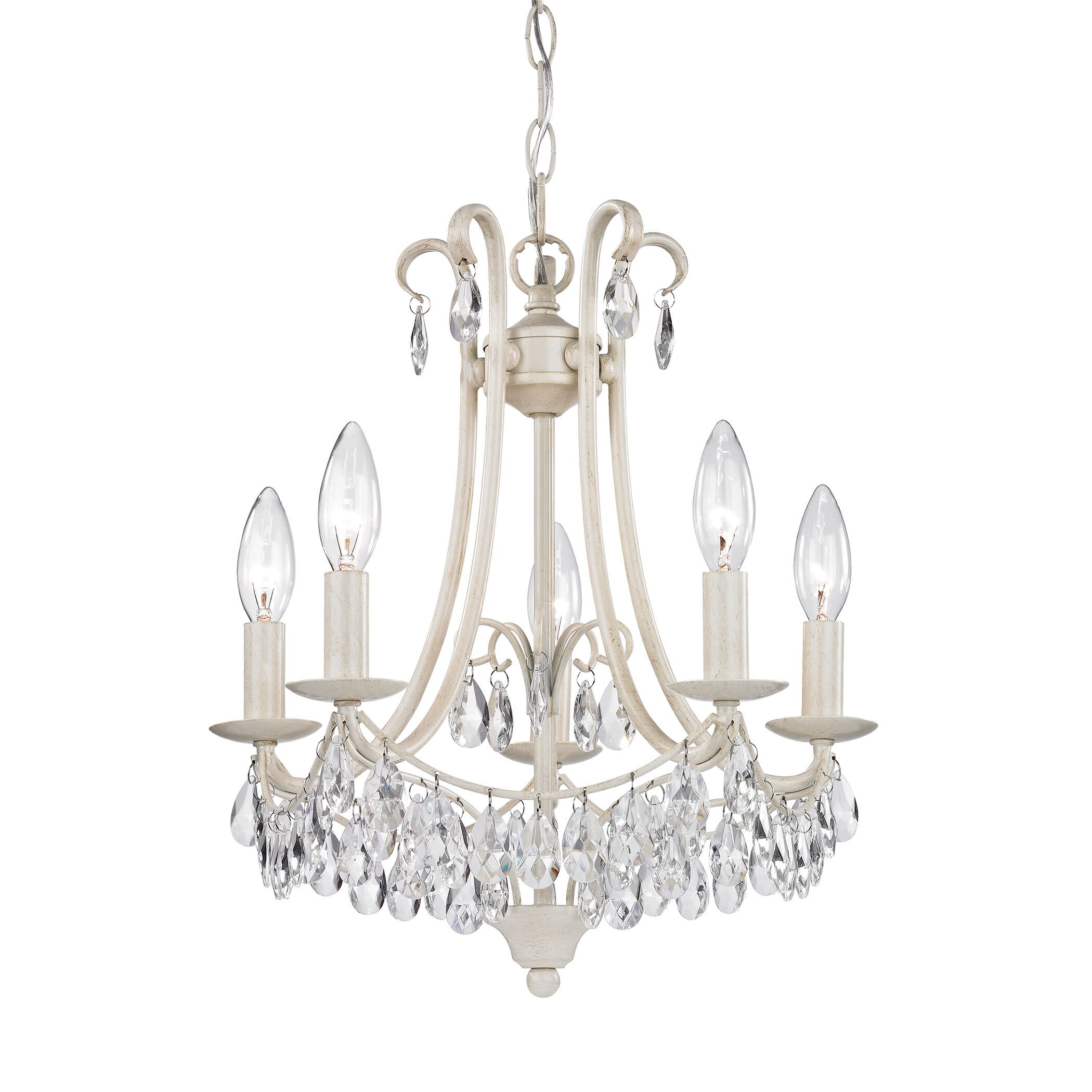 Sterling Mini Chandelier In Antique Cream And Clear (Antique Cream With Clear Crystal) - Chandeliers For Bedrooms by Overstock.com