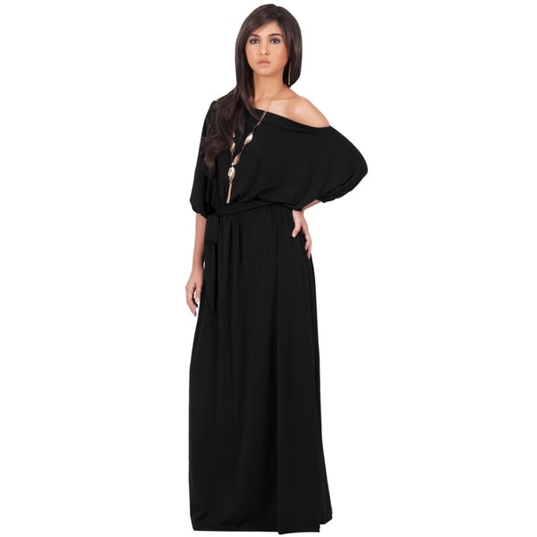 Shop KOH KOH Womens One Shoulder 3/4 Sleeve Elegant Evening Maxi Dress ...