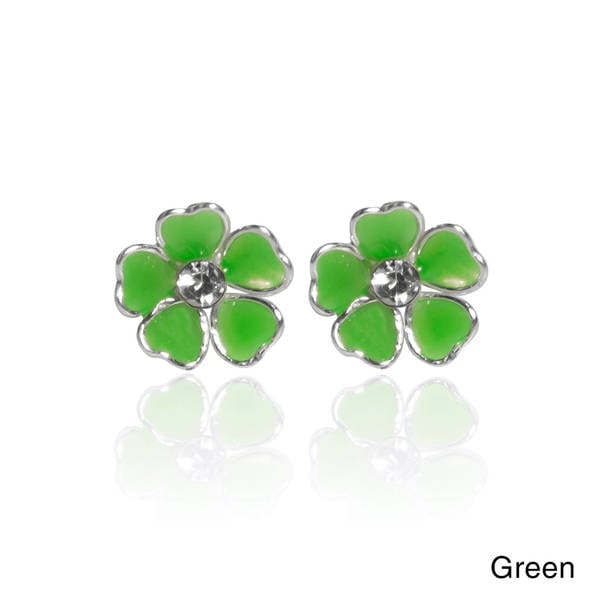 Handmade Mini Heart Plumeria Enamel Sterling Silver Stud Handmade Mini Heart Plumeria Enamel Sterling Silver Stud Earrings Thailand