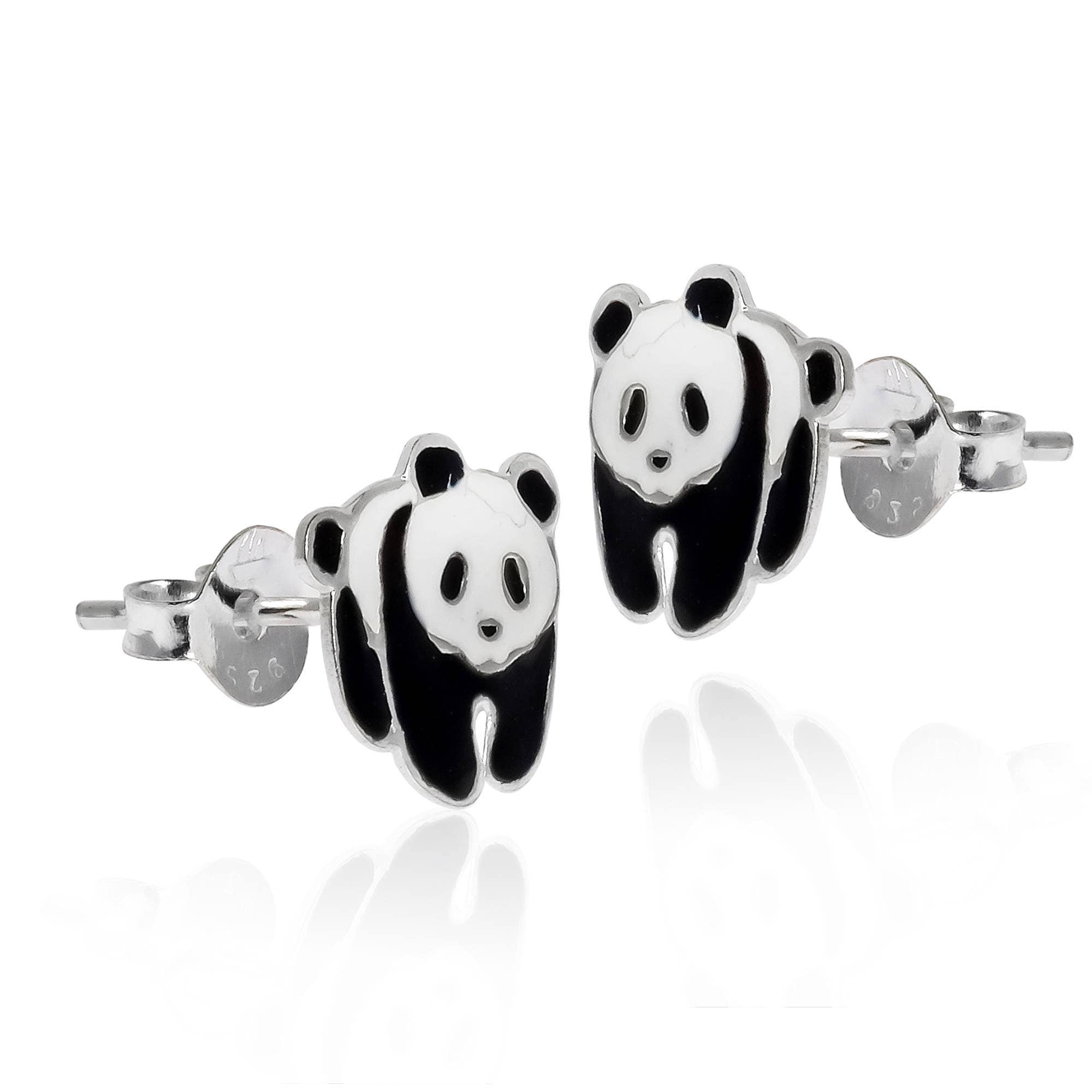 panda earrings sterling silver