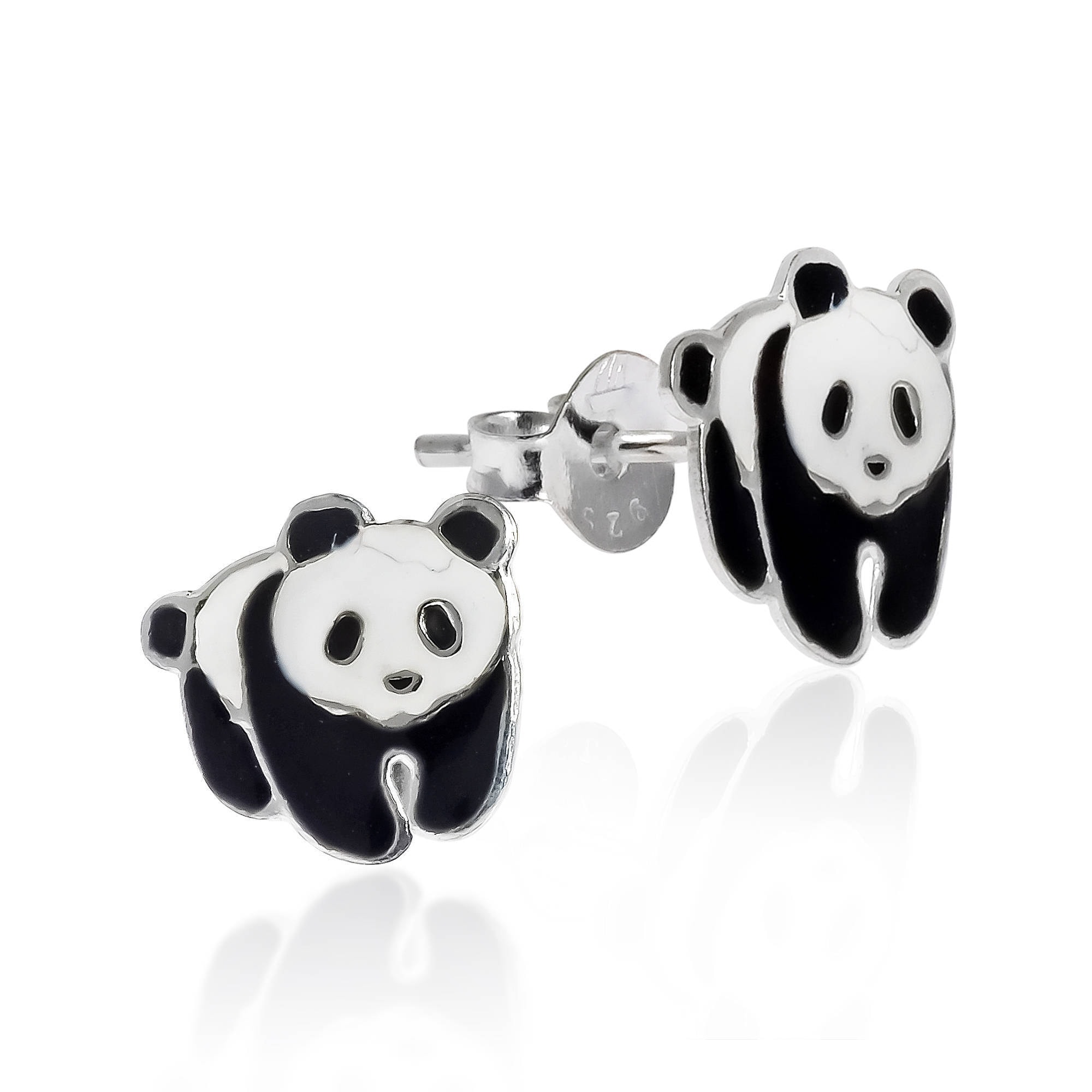 panda earrings sterling silver