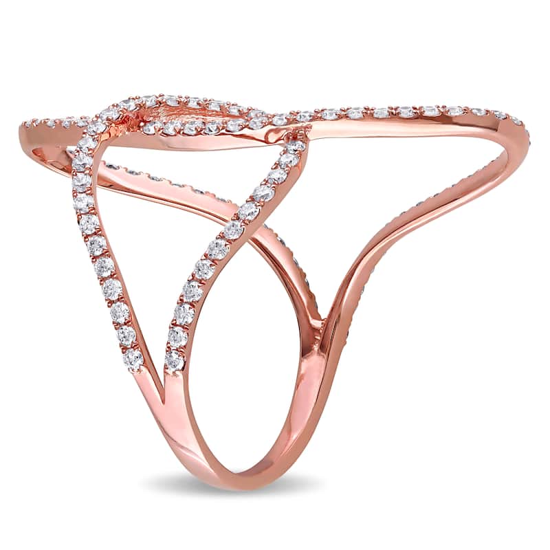 Miadora 18k Rose Gold 3/5ct TDW Diamond Open Space Geometric Ring - White G-H - White G-H