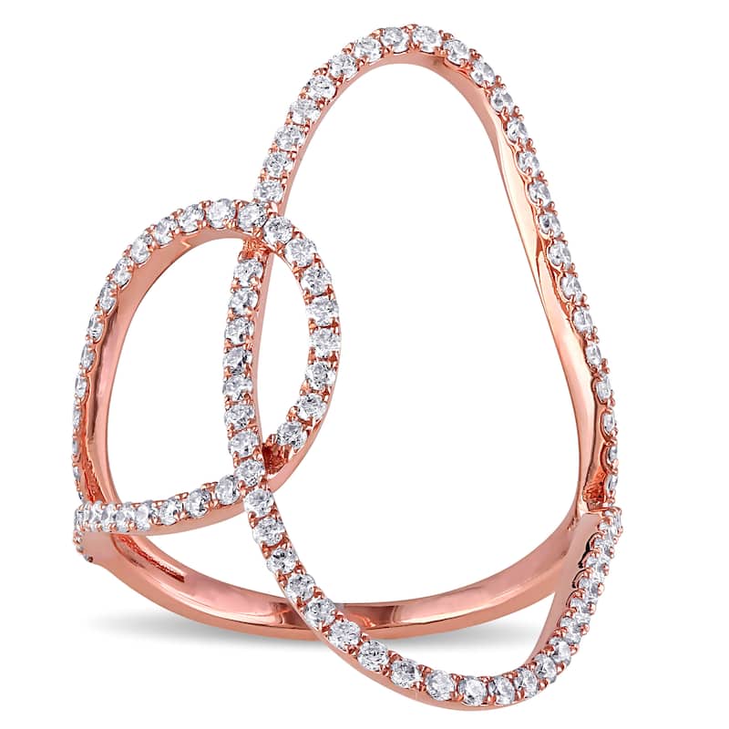 Miadora 18k Rose Gold 3/5ct TDW Diamond Open Space Geometric Ring - White G-H - White G-H - 7.5