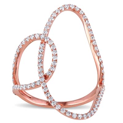 Miadora 18k Rose Gold 3/5ct TDW Diamond Open Space Geometric Ring - White G-H - White G-H