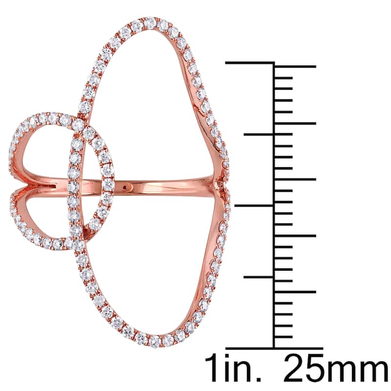 Miadora 18k Rose Gold 3/5ct TDW Diamond Open Space Geometric Ring - White G-H - White G-H