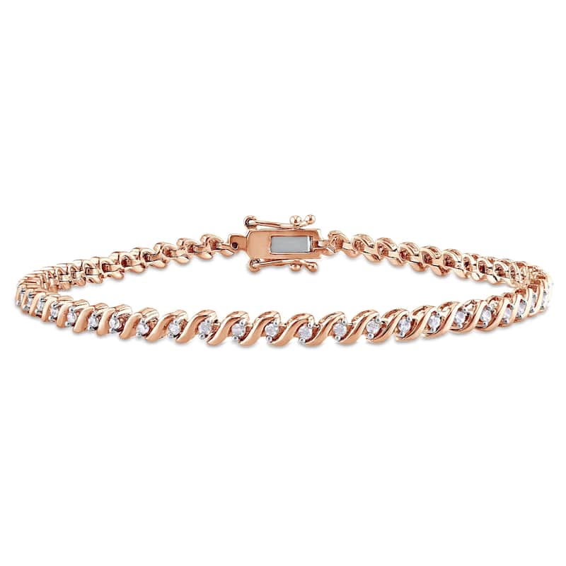 Miadora Sterling Silver 1/2ct TDW Diamond 'S' Style Tennis Bracelet (J-K, I2-I3)