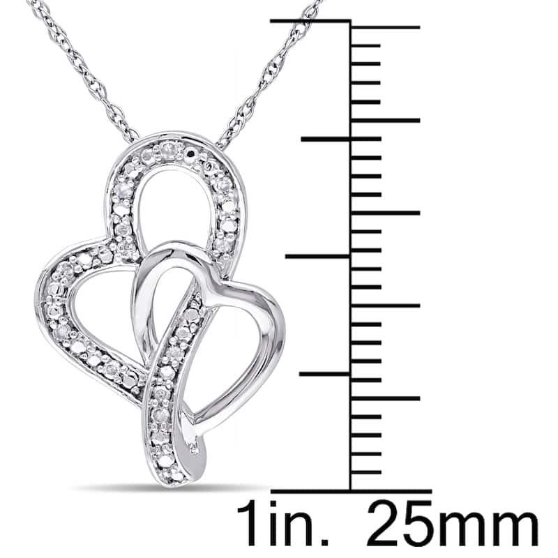 Miadora 10k White Gold Diamond Accent Double Heart Necklace