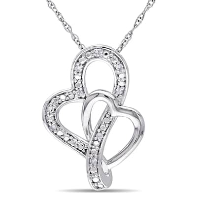 Miadora 10k White Gold Diamond Accent Double Heart Necklace