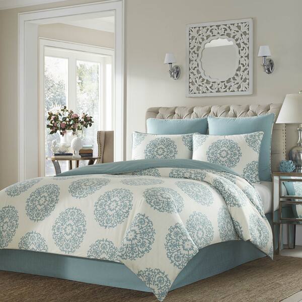 Shop Stone Cottage Bristol Blue Off White Medallion Cotton