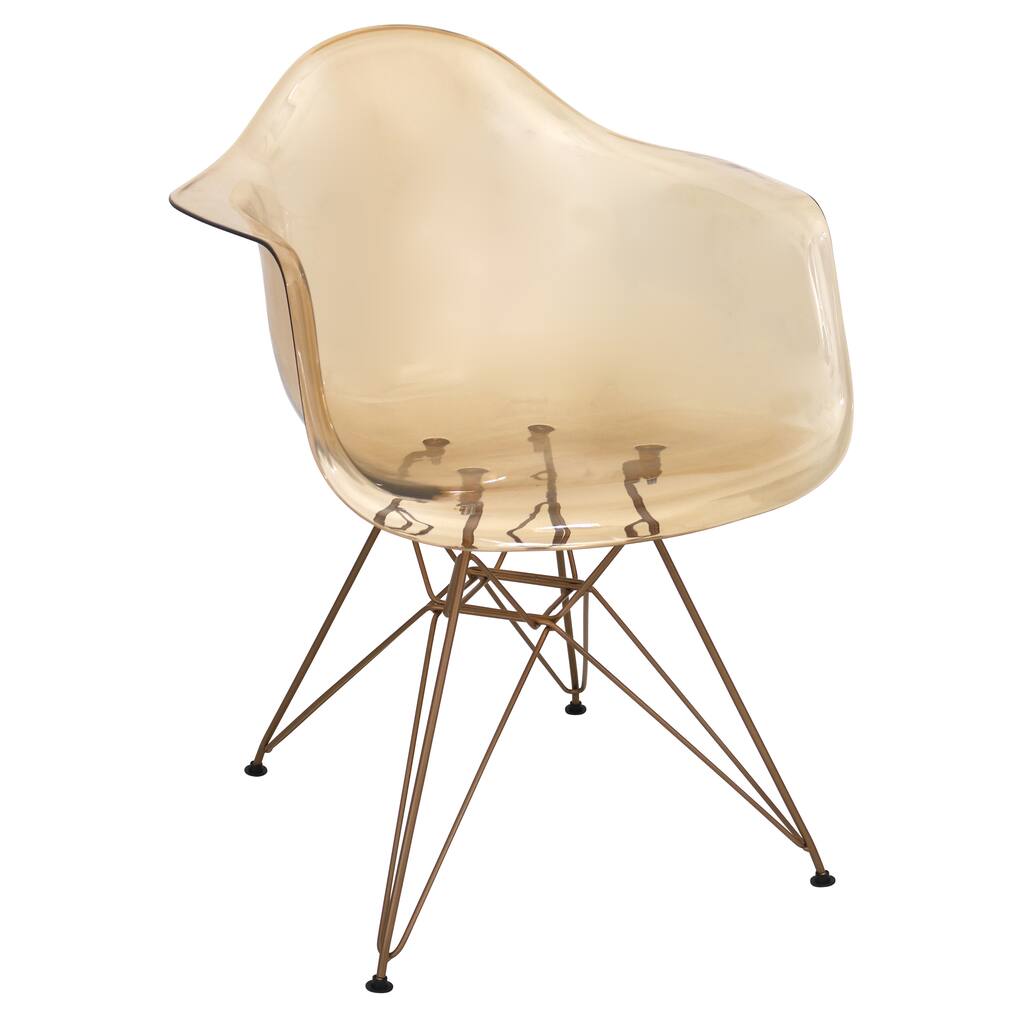 LumiSource Neo Flair Accent Chair in Amber and Copper Metal