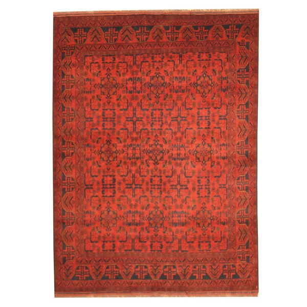 Herat Oriental Afghan Hand knotted Tribal Khal Mohammadi Red/ Navy