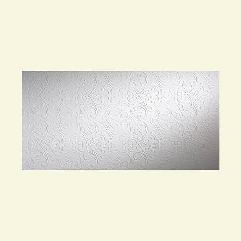 Fasade Damask Matte White 4-foot x 8-foot Wall Panel