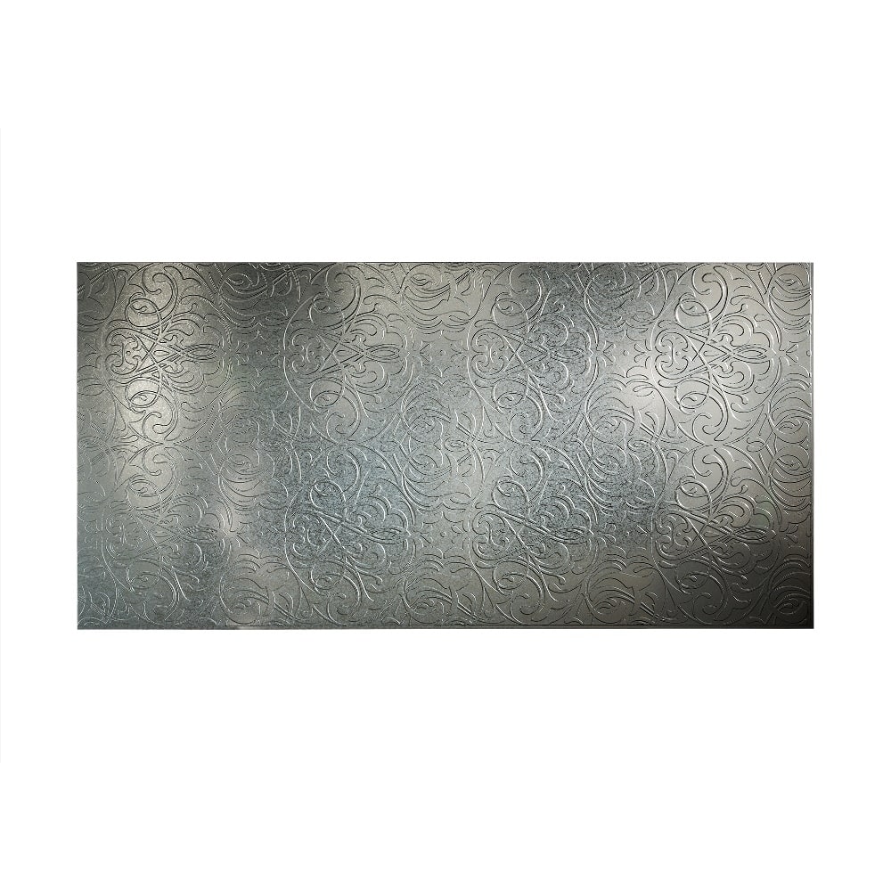 FASÄDE Damask 4-foot x 8-foot PVC Wall Panel in Galvanized Steel