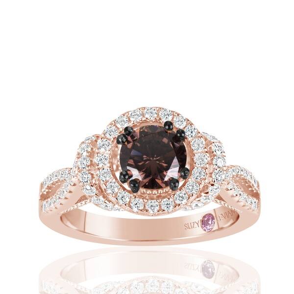 Suzy Levian Engagement Ring Brown Cubic Zirconia Sterling Silver Women/'s SZ 7.5