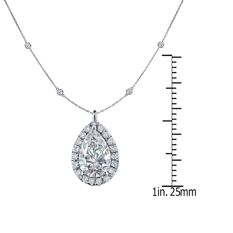 Auriya 2 3/5cttw Pear Shape Halo Diamond Chain Station Necklace 14k Gold (H-I, SI2-SI3)