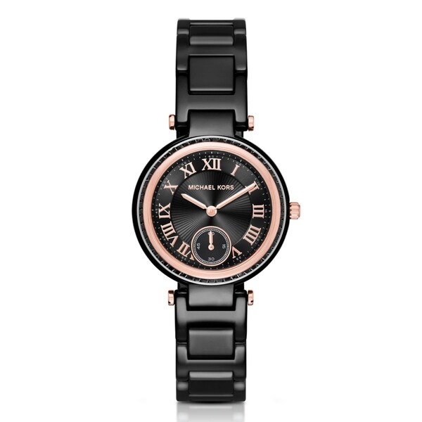 michael kors black ceramic watch women's