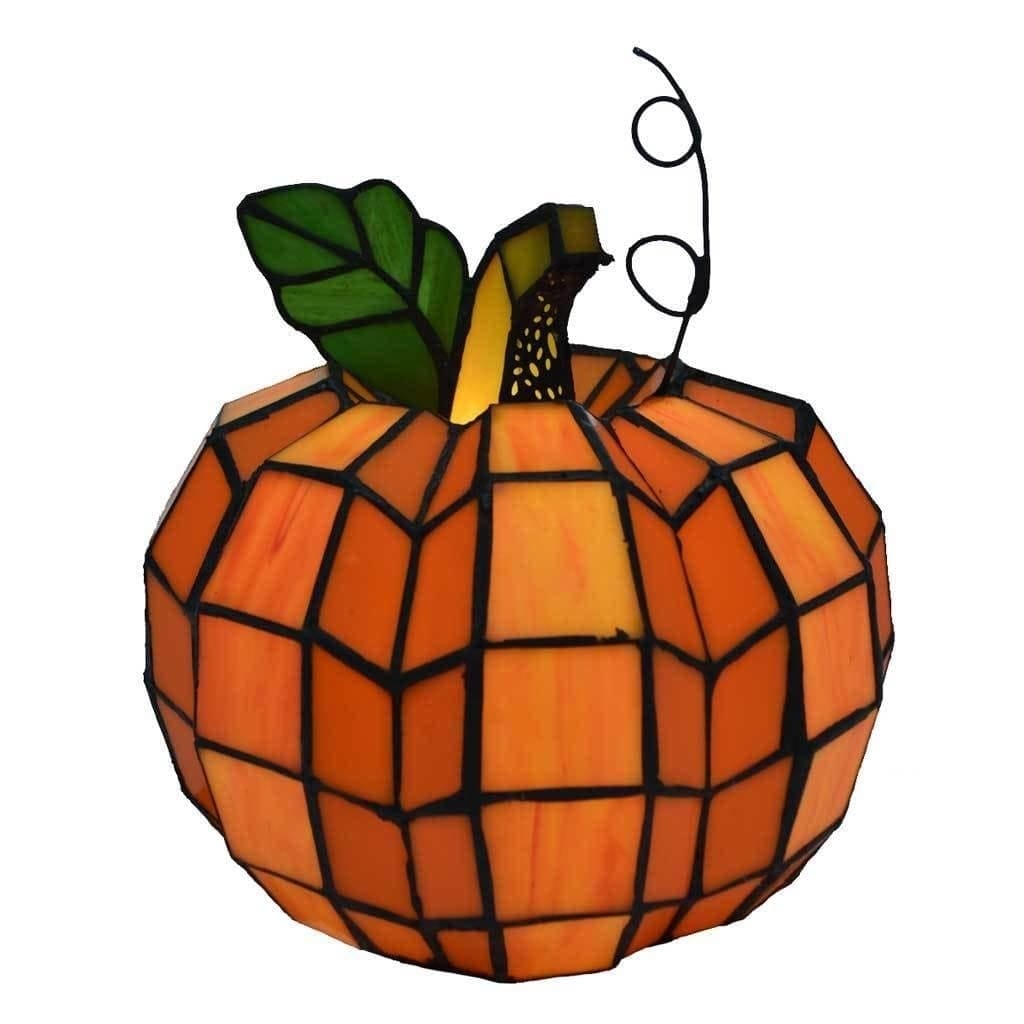 Artisan Glass Pumpkin Night Light Wall Plug In TranspaC Stain Glass Gift Decor 