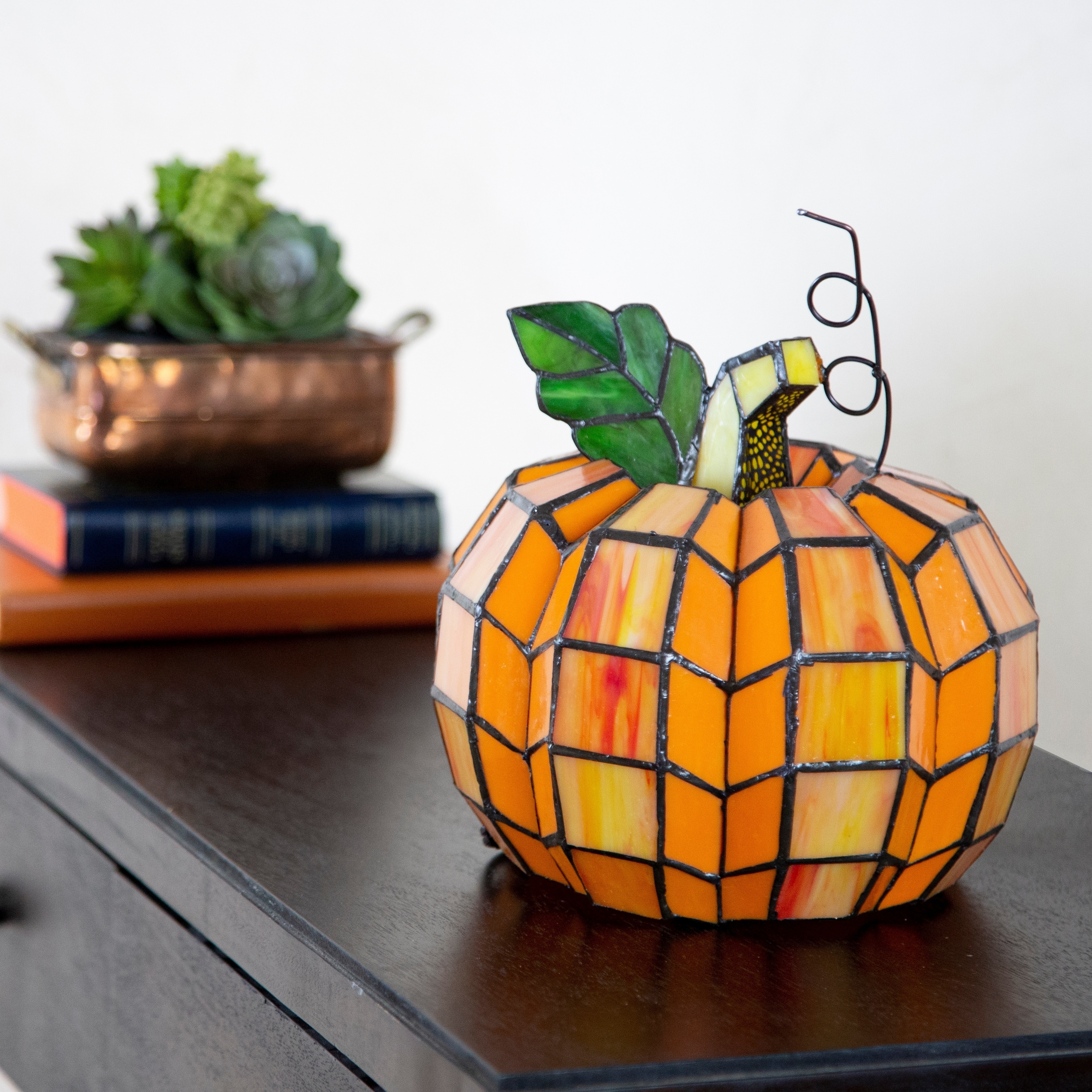 stained glass pumpkin lamp