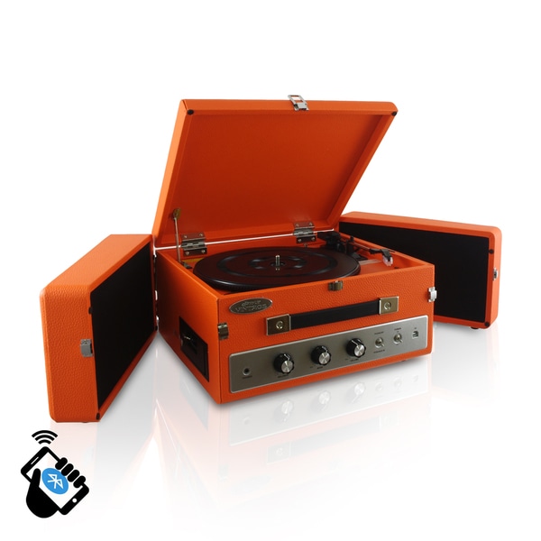 Pyle PLTT82BTOR Retro Vintage Classic Style Bluetooth Turntable Record Player with Vinyl-to-MP3 Recording (2 Color Options)