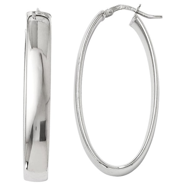 Versil Sterling Silver Polished Oval Hoop Earrings On Versil Sterling Silver Polished Oval Hoop Earrings