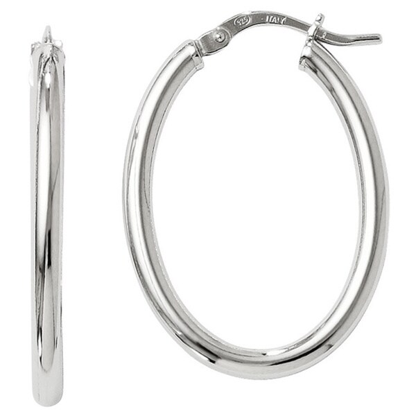 Versil Sterling Silver Polished Oval Hoop Earrings Free Versil Sterling Silver Polished Oval Hoop Earrings