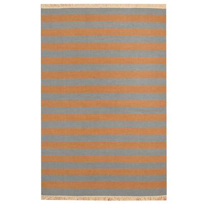 HERAT ORIENTAL 4'6" x 6'8" Handmade Striped Wool Kilim - 4'6 x 6'8