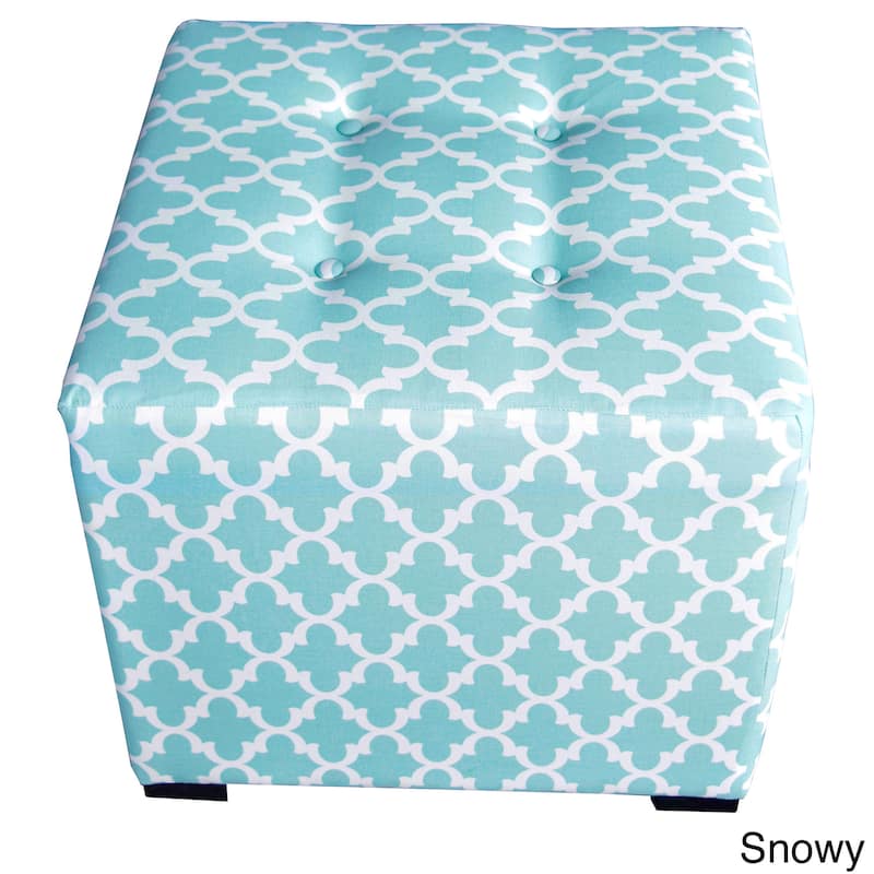MJL Furniture Fulton 4-button Tufted Square Ottoman - Blue