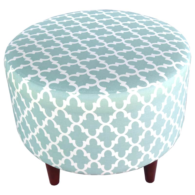 MJL Furniture Sophia Round Fulton Upholstered Ottoman - Aqua