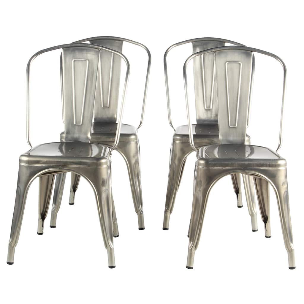Metal Cafe Dining Chairs (Set of 4) - N/A