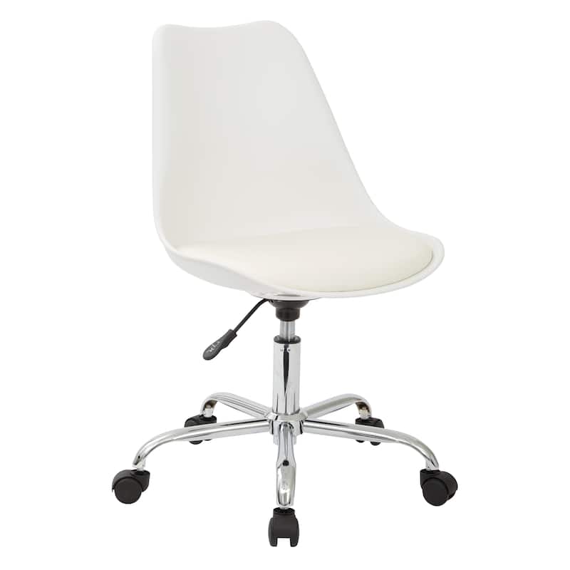 OSP Home Furnishings Emerson Pneumatic Chrome Base Office Chair - White