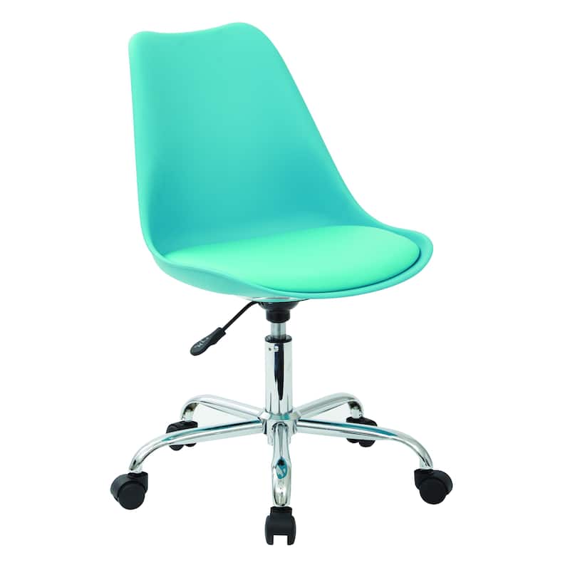 OSP Home Furnishings Emerson Pneumatic Chrome Base Office Chair - Teal