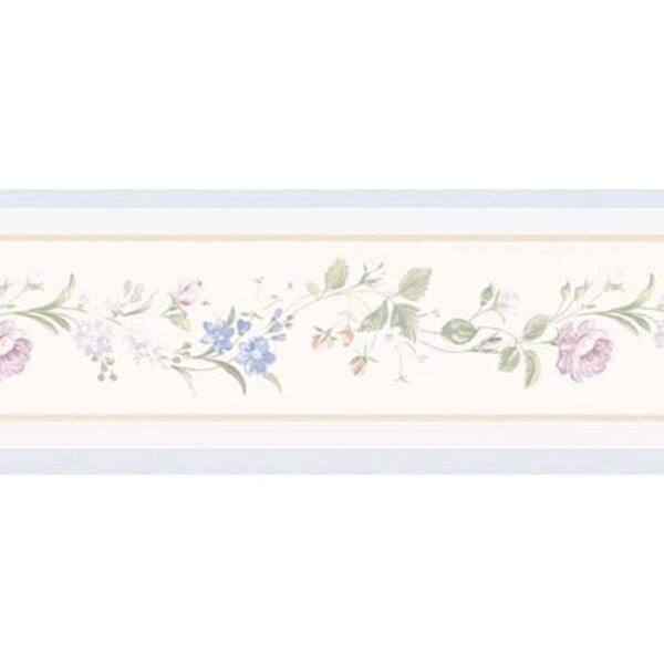 Blue Floral Trail Wallpaper Border 5 375 W X 180 L Overstock